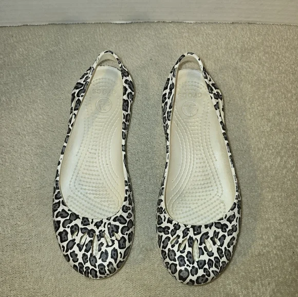 Crocs Kadee Snow Leopard Sling-back Ballet Flats size 7 - Picture 5 of 10